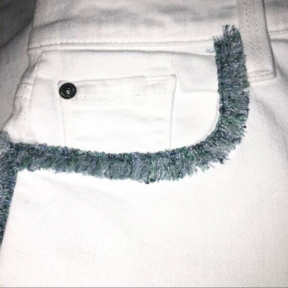 7 For All Mankind White High Waist Ankle Fringe Seam Skinny Jeans Size 26 NWT - Picture 9 of 16